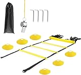 Ezfull 6m Koordinationsleiter Trainingsleiter Agility Leiter 12 Sprossen Verstellbar Koordinations und Schnellkrafttraining für Koordinationstraining Agility Training Fussball Basketball Fitness