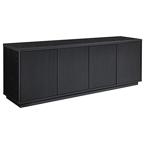 Henn&Hart Hanson Rectangular TV Stand for TV's up to 75' in Black Grain