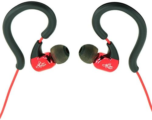 iAltCom Gab Gear Comfortable Stereo Wired Ear-Hook Earbuds with Microphone in Red and Black