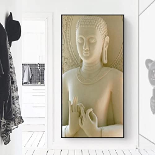 Toile peinture Bouddha en pierre abstraite 40x80cm sans cadre pour salon