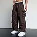 Mens Baggy Cargo Pants Loose Fit Multi-Pockets Straight Long Trousers Parachute Cargo Pants Hip Hop Y2k Harem Pant Streetwear