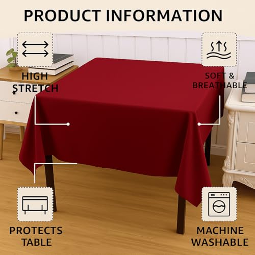 Image of Styleys Dining Table Cover Waterproof with for Kitchen Dining Table Cloth Dust and Oil Repellent (140x180, 1 Table Cover Only, Maroon, CTSD22)