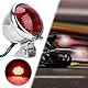 LED Rücklicht Motorrad Bremslicht Rotlicht 12V Universal Bremsleuchten, Glänzend Silber mit Rot Gläser, Rundes Retro-Motorrad-Bremslicht