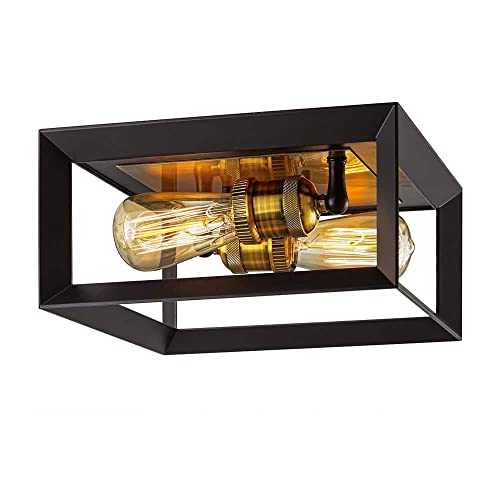 Exclusive Special Home Decorators Collection HD-1550-I 2-Light Matte Black Frame Flushmount Lights