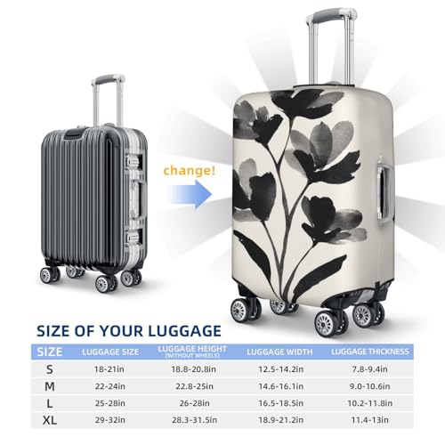 Minimalist Bouquet Of Black Flowers Elastic Travel Luggage Covers Dustproof Scratch-Resistant Suitcase Protector Fit 22-24 Inch4