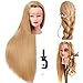 FABA Mannequin Head Synthetic Fiber Hair 26-28 inch Long Hair Styling Training Head Cosmetology Doll Head Hairdressing for Cutting Braiding Practice with Free Clamp (27#)