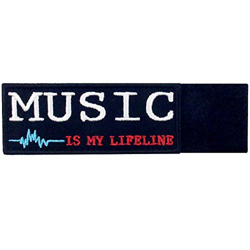 Music Is My Lifeline Patch Embroidered Morale Applique Fastener Hook & Loop Emblem #TOP3
