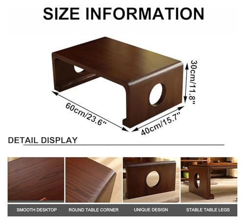 Table basse japonaise durable en bois rétro avec rangement intégré