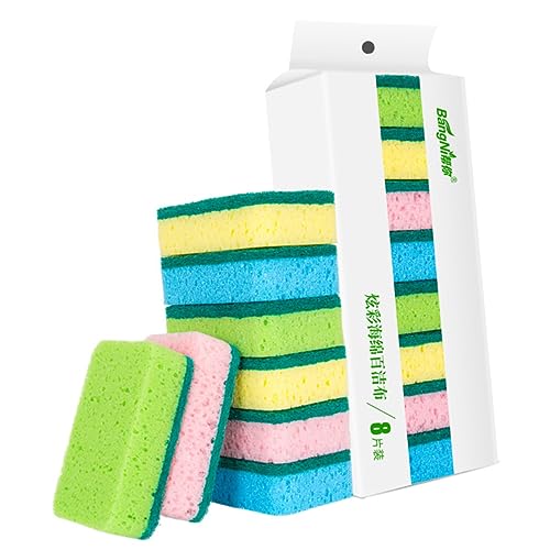 Healvian Dish Scrubber Sponge 8-Pack Kitchen Sponges and Scrubbers Non-Stick Soft Absorbent for Dishes Bowls Utensils Cleaning