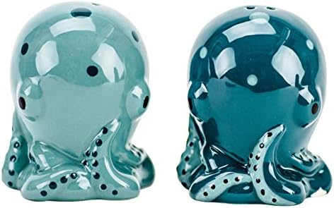 Boston Warehouse Octopus Salt & Pepper Shakers, 2-Piece Set, Blue/Teal