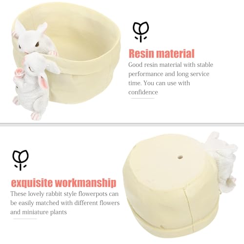 Pot de fleurs lapin en résine pour plantes succulentes maison - 4