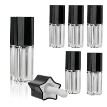COSIDEA 5pcs 5ml 0.17oz Black Star-shaped big doe foot wand lip gloss tubes for DIY lipgloss containers with thick brush