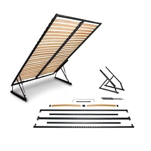 Prima-Online Lattenrost mit Hebemechanismus für Bett Lattenrahmen klappbar Metall Lattenrahmen für Bettkasten klappbar Bettkastenfunktion 90x200, 120x200, 140x200, 160x200, 180x200, 200x200 (160x200)