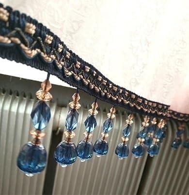 12 Meters Crystal Beaded Lace Trim Fringe Hanging Beads Ribbon for Sewing Home Decor