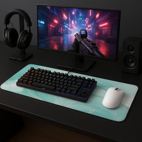Image of Printed Gaming Mousepad - Premium Stitched Edges, Smooth Surface,Size 11x23 inches, Non-Slip Rubber Base - Ideal for Office & Gaming Setup (Silent Midnight Flowers)