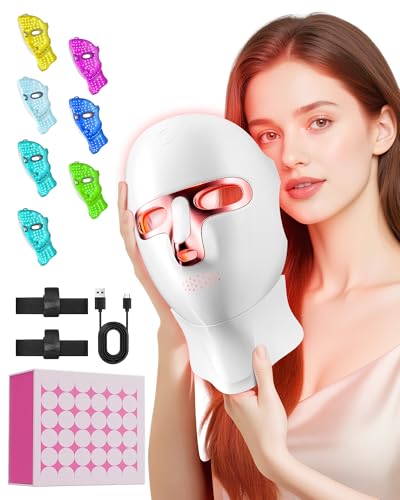 Red Light Therapy for Face- LED Light Therapy Mask Skin Care Mask Cordless LED Face Mask face & Neck Red & Infrared Lights Masks Wavelength USB C Rechargeable for Home Use Working Travel Yoga