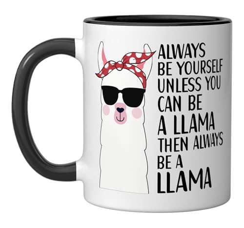 Taza de cerámica llama alpaca 11 onzas negro/blanco miniatura 1