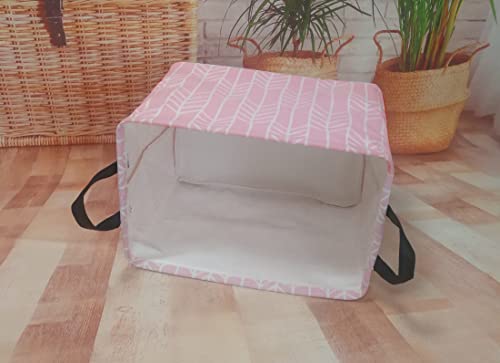 Image of Girls Storage Basket Foldable Pink Box Baby Hamper Collapsible Organizer Bin Gift Shelf for Home and Kitchen Outdoor