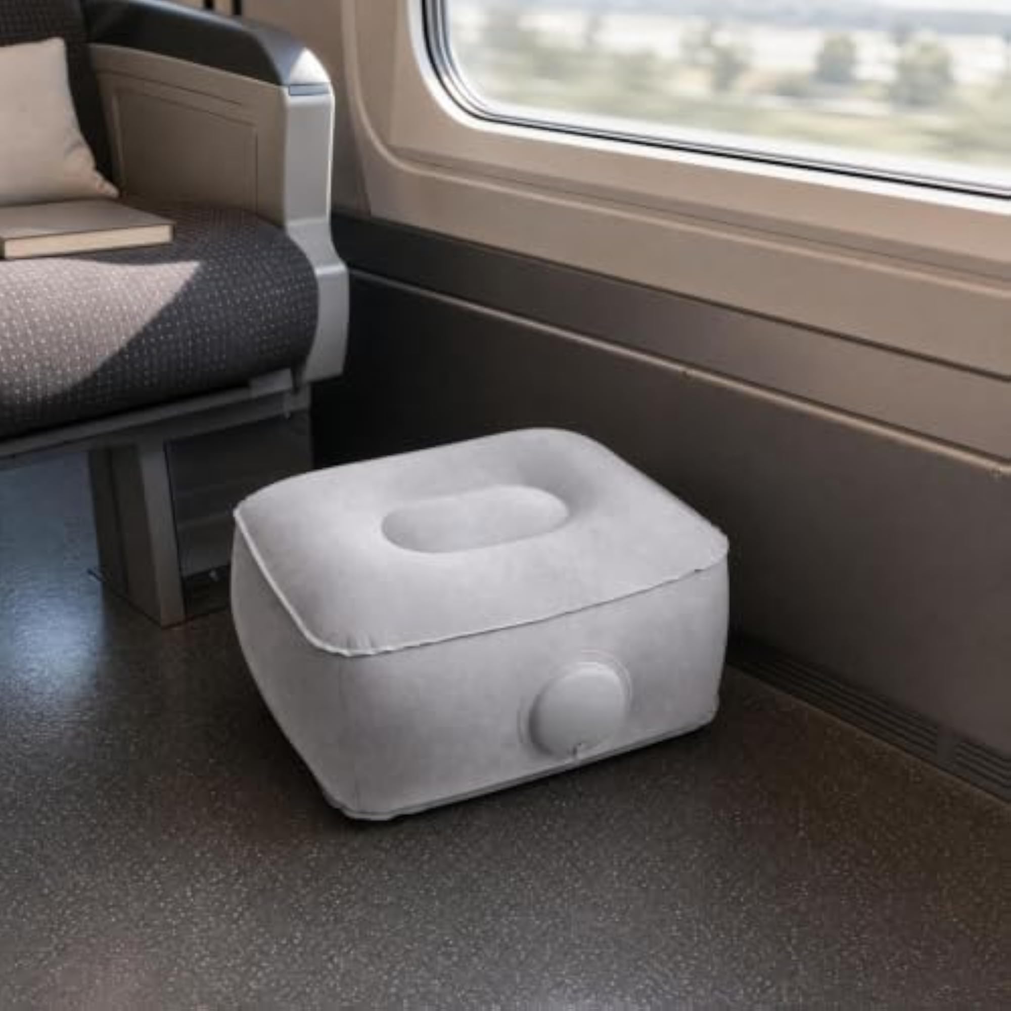 Inflatable Footrest with Built-in Pump, Portable for Commuters