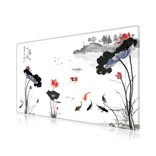 Tapis de souris de jeu et sous-main de bureau paysage lotus 1