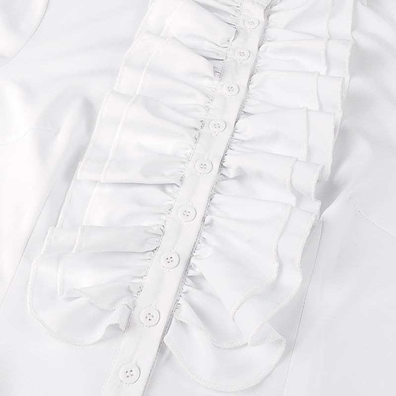 Women's Gothic Blouse Long Sleeve Ruffled Victorian Shirts with Lace Collar Bowknot for Halloween Cosplay Party - Image 5