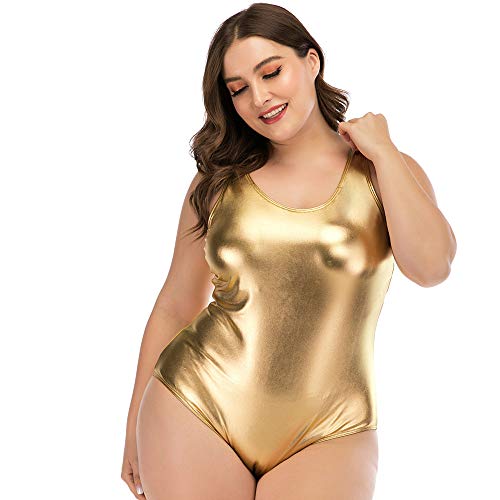 Two Piece Swimwear for Women Plus Size Shiny Sexy Tummy Control Pool Vacation Bathing Suit3