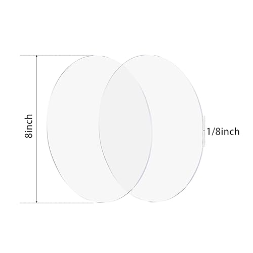 Miniatura 4 de 2 piezas de hoja redonda de plexiglás de 18 pulgadas, círculo acrílico transparente de 8 pulgadas de diámetro, disco redondo para tartas, hoja de