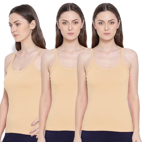 Image of Rupa Softline Women Super Combed Cotton Camisole, Under-Shirt, Stretchable and Body-Hugging, Pack of 3