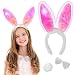 Easter Bunny Ears 3pc Light Up Rabbit Toy w Tail, Bowtie, and Blinking LED Ears