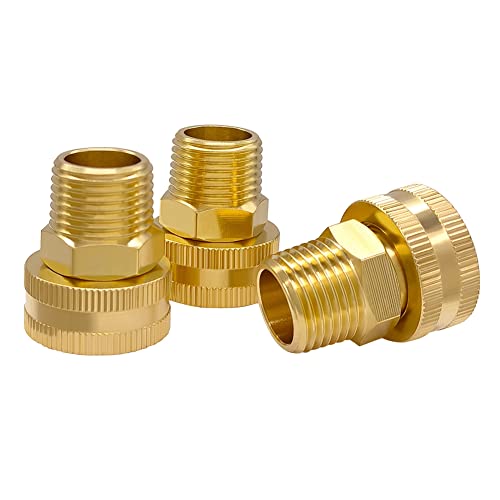 Hooshing 3PCS Brass Garden Hose Swivel Adapter 3/4" GHT Female to 1/2" NPT Male Garden Hose to Pipe Fittings Connect Garden Pipe Joint Repair Fittings by Hooshing - Used condition - US$11.14