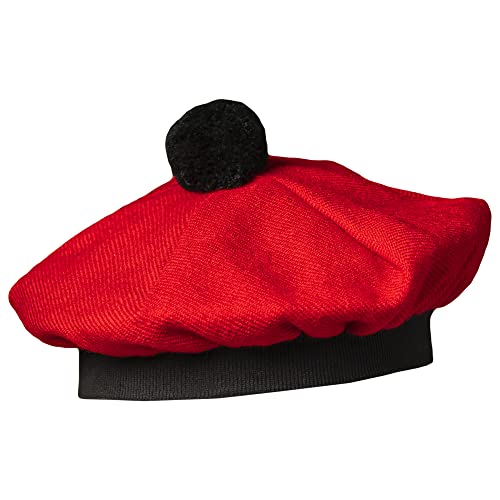 Image of Scottish Tam O' Shanter Hat Tartan Bonnet Pom Pom Wool Flat Cap One Size