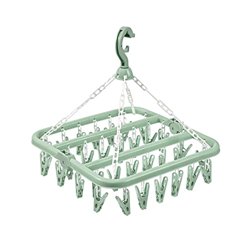 GmeDhc Etendoir Chaussette avec 32 Pinces, Etendoir Linge Interieur Extérieur Suspendre, Sechoir a Linge Rotatif Pliant, pour Chaussettes, sous-Vêtements et Petits...