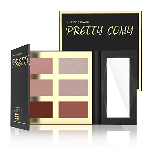 6 Color Highlighter Palette Shimmer and Matte Waterproof Durable Highlighter Powder Makeup Palette By Pretty Comy