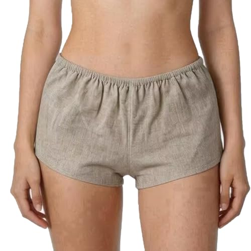 Damen-Unterwäsche Aus 100% Hanf Übergröße 30–100 Kg Boyshort-Höschen Slips Mädchen Senioren Damen Lockere Passform Boxershorts(Mid-waist Boxer,2X-Large)
