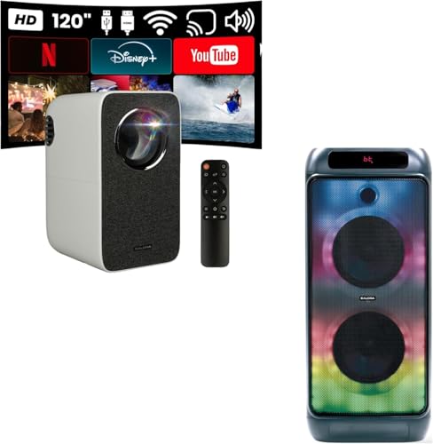 Enceinte bluetooth 400W et projecteur HD avec partage d'écran sans fil pour smartphone