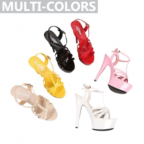 Womens Platform T-Strap High Stiletto Heel Sandals Fashion Slingback Round Peep Toe Thick Sole High Heels With Adjustable Ankle Strap Buckle For Party Prom4