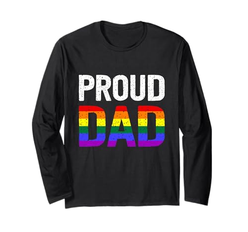 Gay Pride Support LGBTQ Rainbow CSD Proud Dad Manga Larga