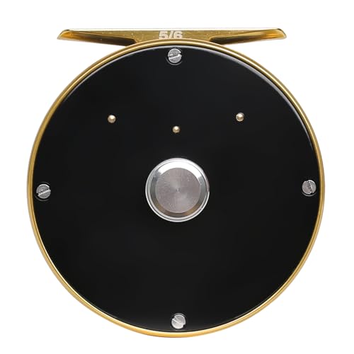 Vintage Classic Fly Fishing Reel,Right/Left Handle Position, Fly Reel (Black with Gold, 5/6 wt) - Image 2