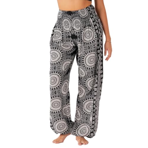 Image of Lotus and Luna Women's Harem Pants Thai Pants for Beach & Lounge High Waisted Flowy Boho Pants Genie Pants Yoga Pants