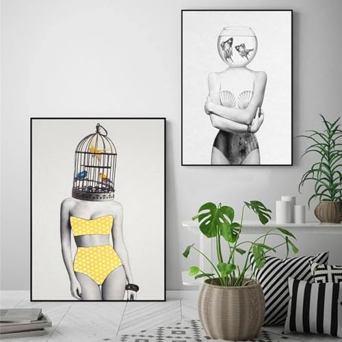 Affiche de personnage pour habiller un grand mur vide tableau noir et blanc minimaliste 70x100