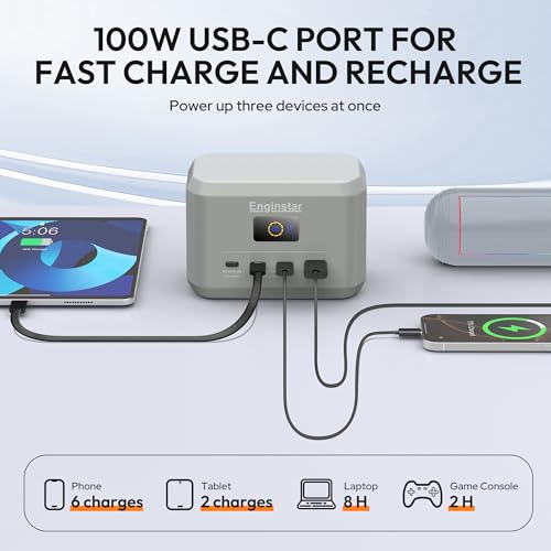Enginstar Portable Power Station,Outdoor 99Wh LiFePO4 Battery,Solar Generator 100W Two-Way Fast Charging,Power bank for Camping, Traveling, Party and Emergencies - Image 6