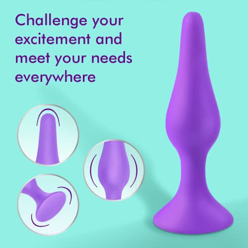 Anal Plug Training Set - Silicone Anal Sex Toys For Beginners And Advanced - Anal Butt Plugs Starter Kit For Women And Men - 3 Piece Soft Waterproof Silicone Butt Sex Trainer (Purple) #TOP5