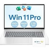 HP 2025 New 17 inch Laptop Computer • 64GB RAM • 2TB SSD • AMD Ryzen 5 Processor (6-Cores) • 10-Key Number Pad • Long Battery Life • w/WOWPC Recovery USB • Windows 11 Pro with Microsoft Office
