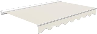 Retractable Awnings for Patio Manual Sun Shade Awning Cover| Waterproof UV Resistant Coating | Double Stranded Steel Installation Bracket (Beige + Protective Case, 13‘×10’)