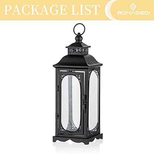 Lantern Decorative For Home Decor, Romadedi 13.5 Inch Large Candle Lanterns Decorative Outdoor, Vintage Candle Holder For Wedding, Farmhouse Home Décor, Black #TOP5