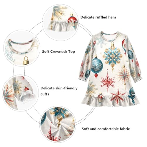 Nightgowns Sleepwear Lightweight Nightdress Soft Pajamas Dress Christmas Balls for 3-10 Years3
