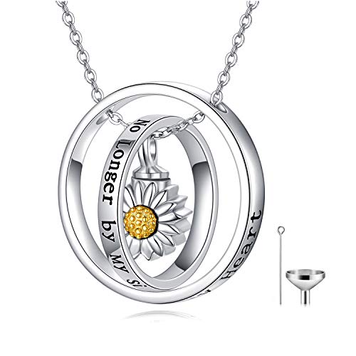 JUSTKIDSTOY Cremation Jewelry 925 Sterling Silver Sunflower/Rose/Paw Urn Necklace for Ashes Memorial Keepsake Gifts for Women