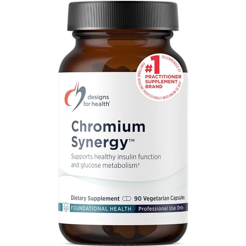 Designs for Health Chromium Synergy - Non-GMO Chromium Nicotinate Glycinate Chelate Supplement with Vanadium Vitamin D Manganese Zinc + Taurine - Cinnamon Powder Base (90 Capsules)