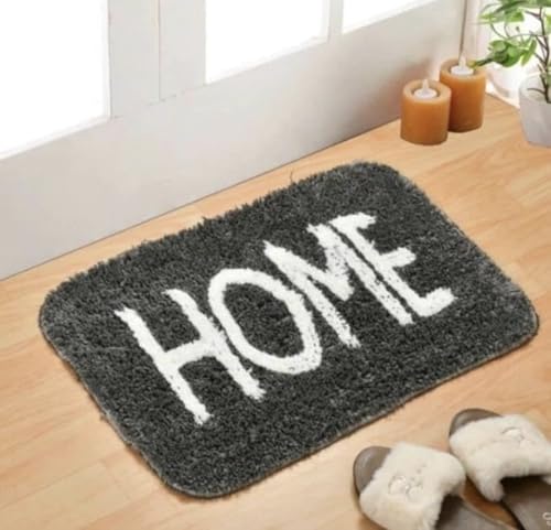 Image of Set of 2 Micro Anti Skid Bath Mat for Home Kitchen, Office, Water Absorbent Machine Washable and Quick Dry Luxury Mats for Bathroom, Kitchen, Entrance. (Grey Home)