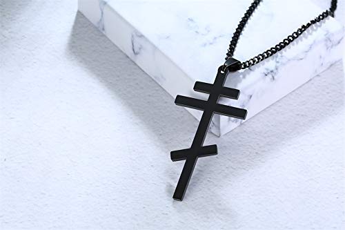 Vnox Stainless Steel Religious Russian Orthodox Cross Pendant Necklace For Men Women,Black #TOP3